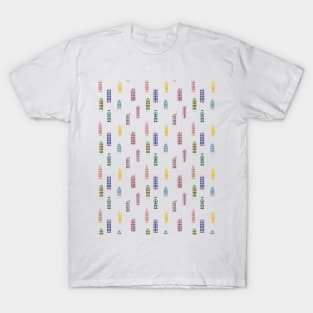 Facades of old canal houses from Amsterdam city illustration patern T-Shirt